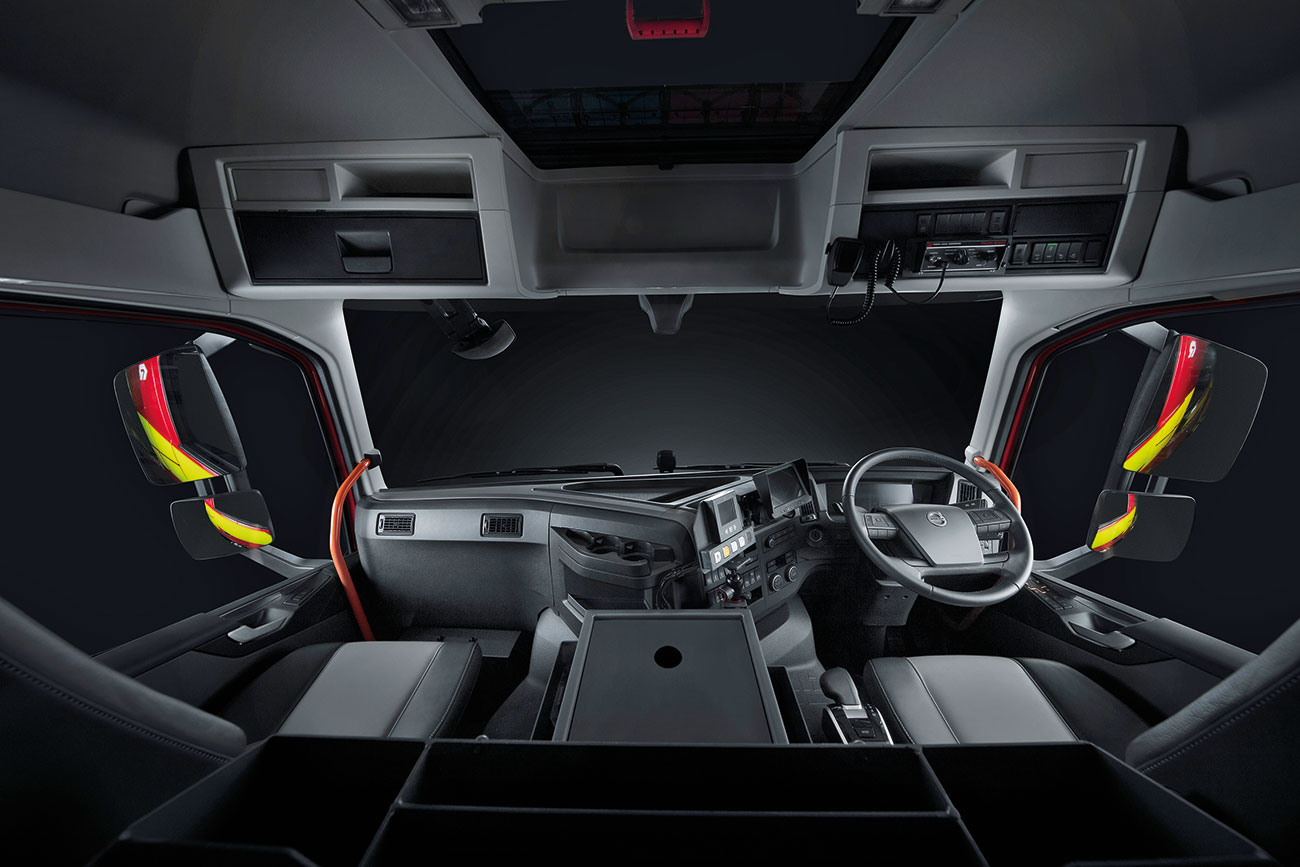 Volvo Trucks, Mission Focused ergonomics and enhanced visibility support firefighter performance and increase situational awareness.