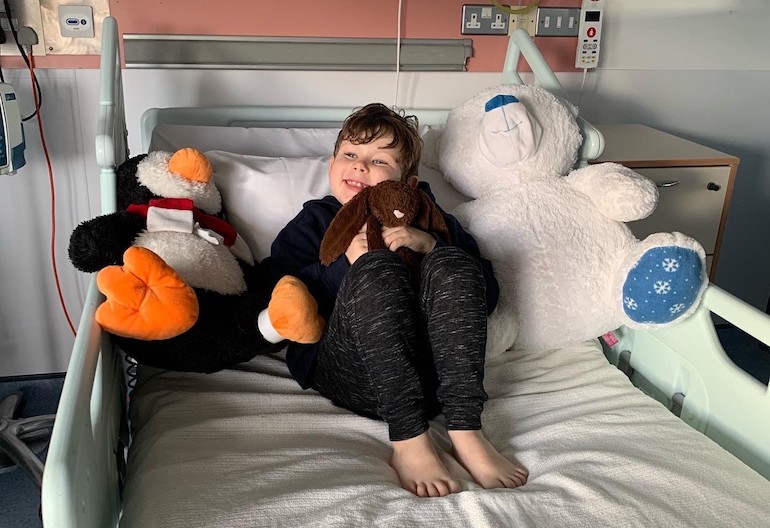 Olcán in Hospital. (Wilkes family)