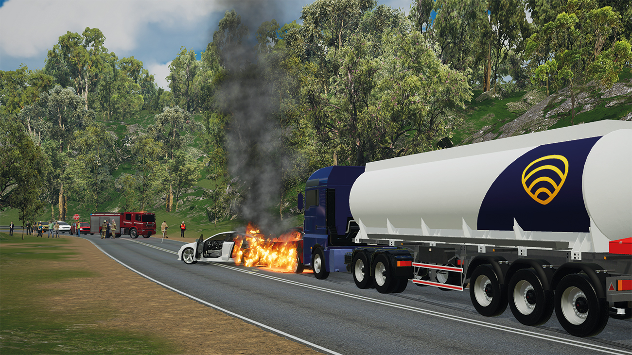 Photo of an immersive learning scenario involving three vehicles on the highway. Images supplied by Author / Contributor