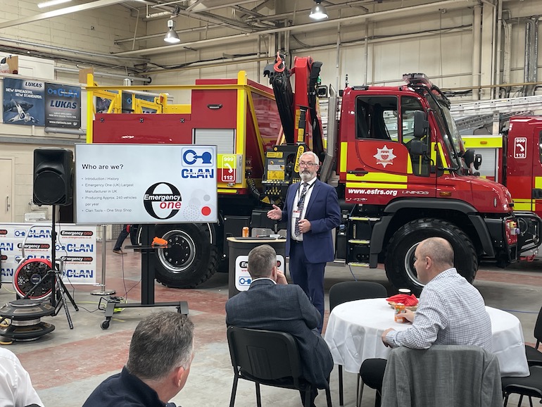 MIke Madsen, Managing Director of Emergency One, addresses the AFOA mini conference. (AFOA/E1)