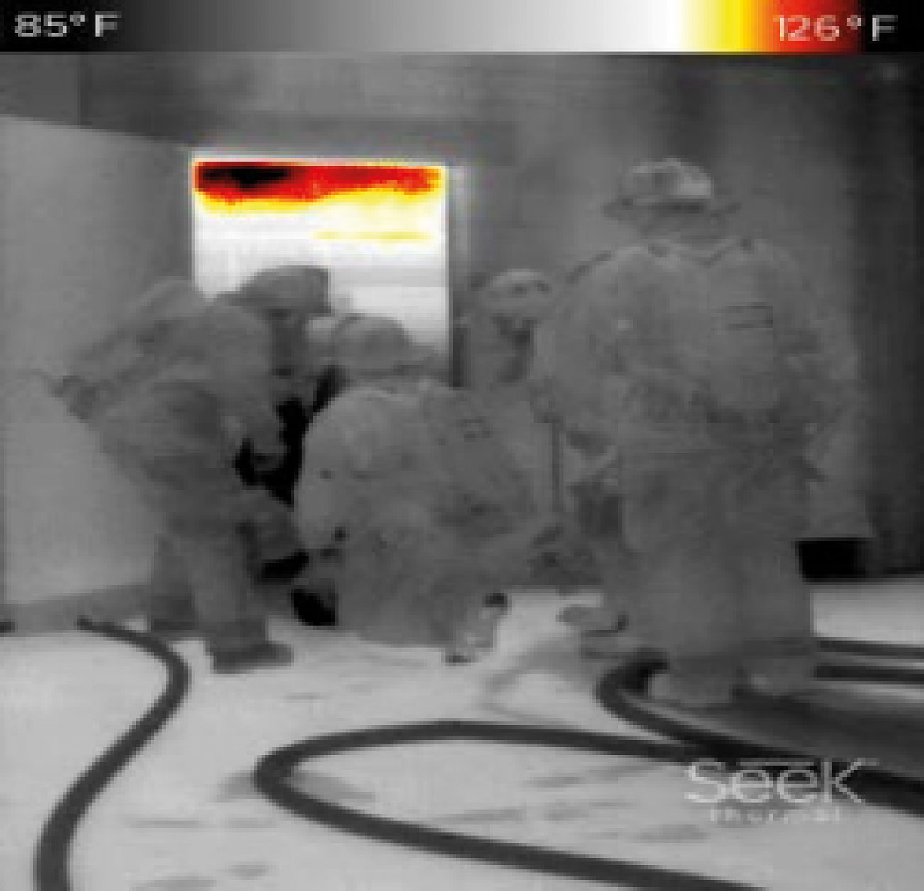 Firefighters are preparing to make entry but are scanning the environment to gain more information prior to making entry. Images supplied by Author / Contributor